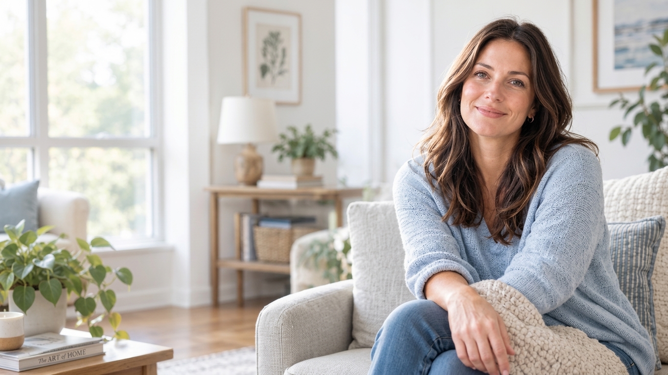 Patient smiling in a calm, bright care setting